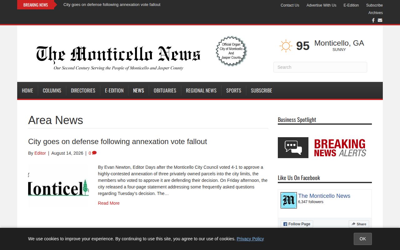 The Monticello News Jasper County crime coverage landing page