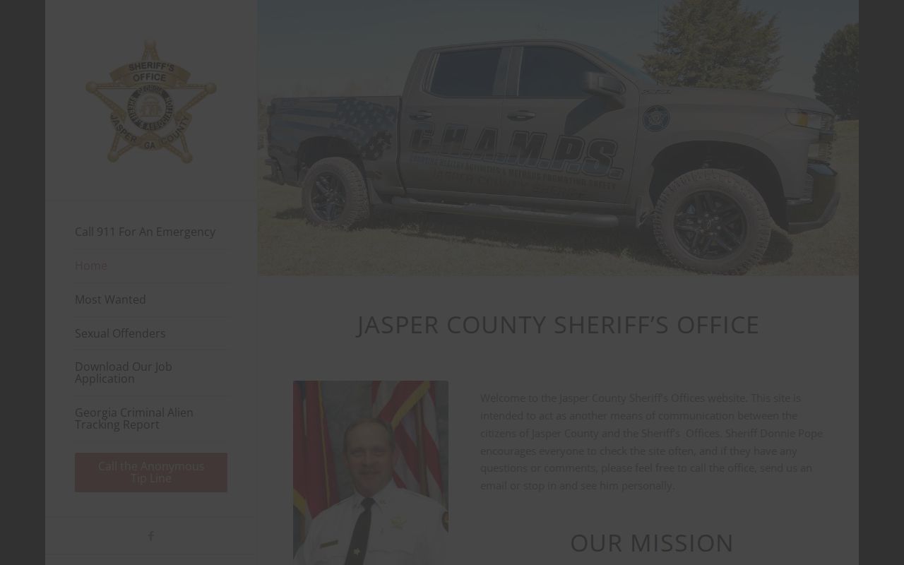 Jasper County Sheriff’s Office official homepage and local booking record source